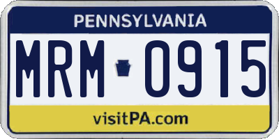 PA license plate MRM0915
