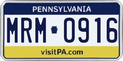PA license plate MRM0916