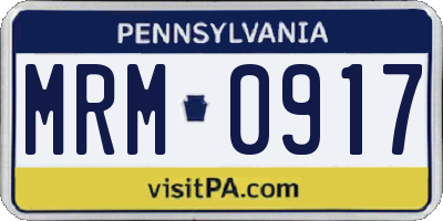 PA license plate MRM0917