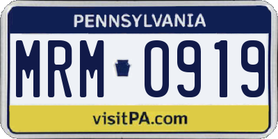 PA license plate MRM0919