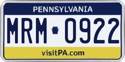 PA license plate MRM0922