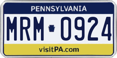 PA license plate MRM0924