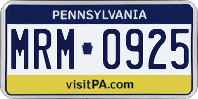 PA license plate MRM0925