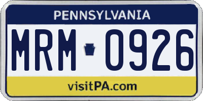 PA license plate MRM0926