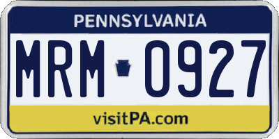 PA license plate MRM0927