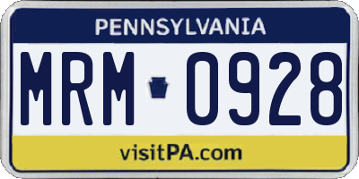 PA license plate MRM0928