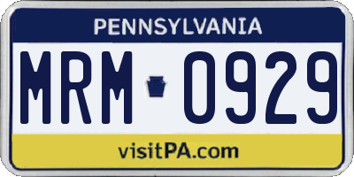 PA license plate MRM0929