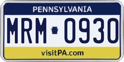PA license plate MRM0930