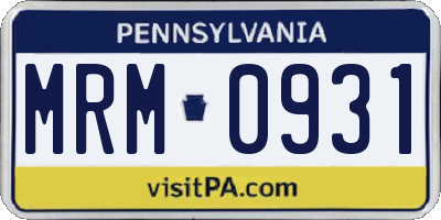 PA license plate MRM0931