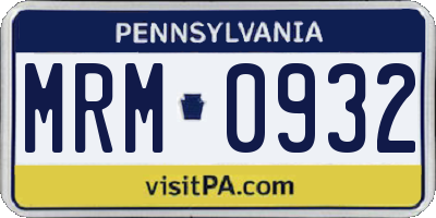 PA license plate MRM0932