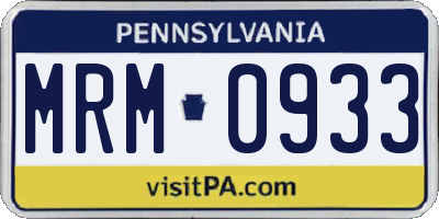 PA license plate MRM0933