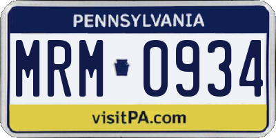 PA license plate MRM0934
