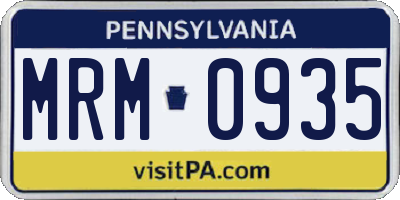 PA license plate MRM0935