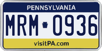 PA license plate MRM0936