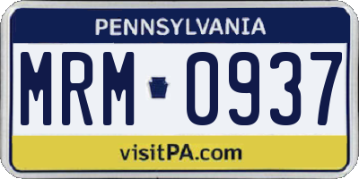 PA license plate MRM0937