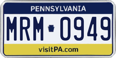 PA license plate MRM0949