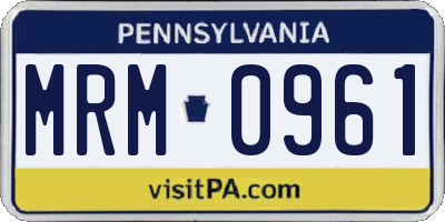 PA license plate MRM0961