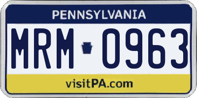 PA license plate MRM0963