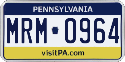 PA license plate MRM0964