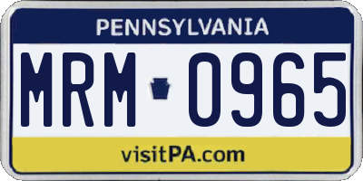 PA license plate MRM0965