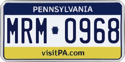 PA license plate MRM0968