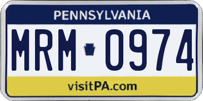 PA license plate MRM0974
