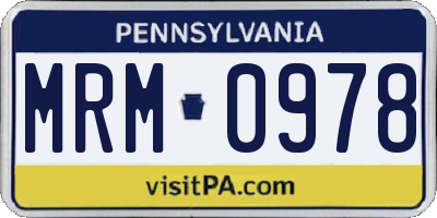 PA license plate MRM0978