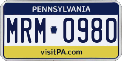 PA license plate MRM0980