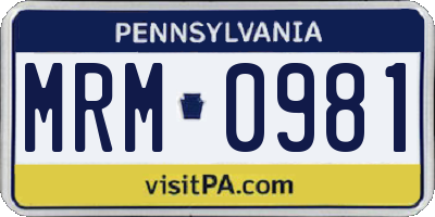 PA license plate MRM0981