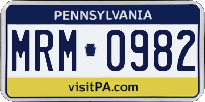 PA license plate MRM0982