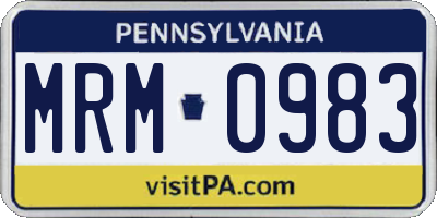 PA license plate MRM0983
