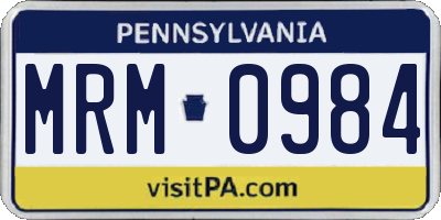 PA license plate MRM0984