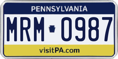 PA license plate MRM0987