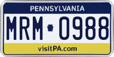 PA license plate MRM0988