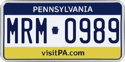 PA license plate MRM0989