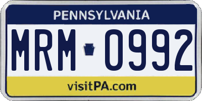 PA license plate MRM0992