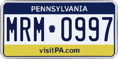 PA license plate MRM0997