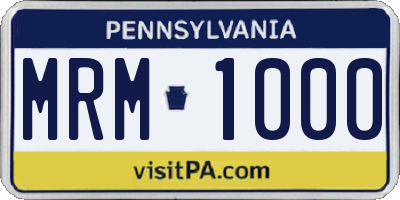 PA license plate MRM1000