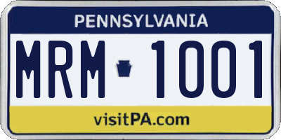 PA license plate MRM1001