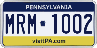 PA license plate MRM1002