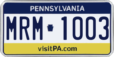 PA license plate MRM1003