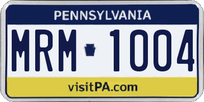 PA license plate MRM1004