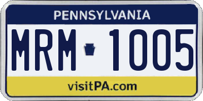 PA license plate MRM1005