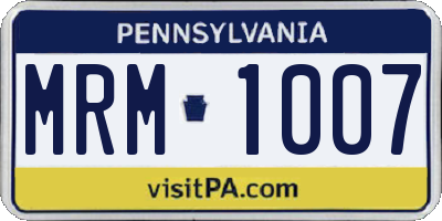 PA license plate MRM1007