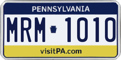 PA license plate MRM1010