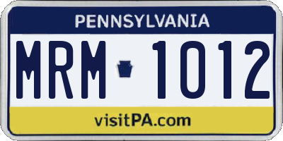 PA license plate MRM1012