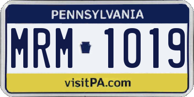 PA license plate MRM1019