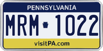 PA license plate MRM1022