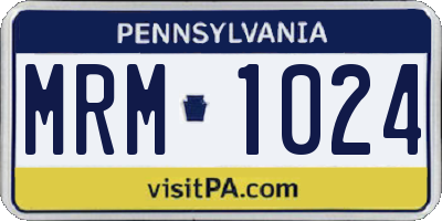 PA license plate MRM1024