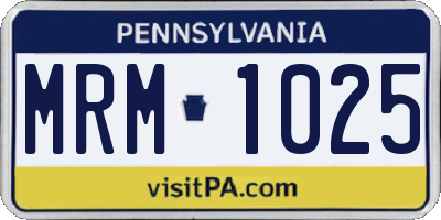 PA license plate MRM1025